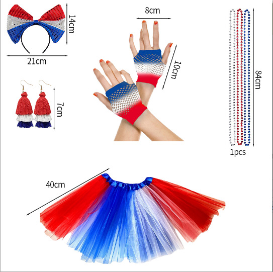 Nuevo traje del Día de la Independencia de los Estados Unidos para hombres y mujeres pulseras deportivas diadema decoración de fiesta diadema diadema del Día de la Independencia accesorios para el cabello