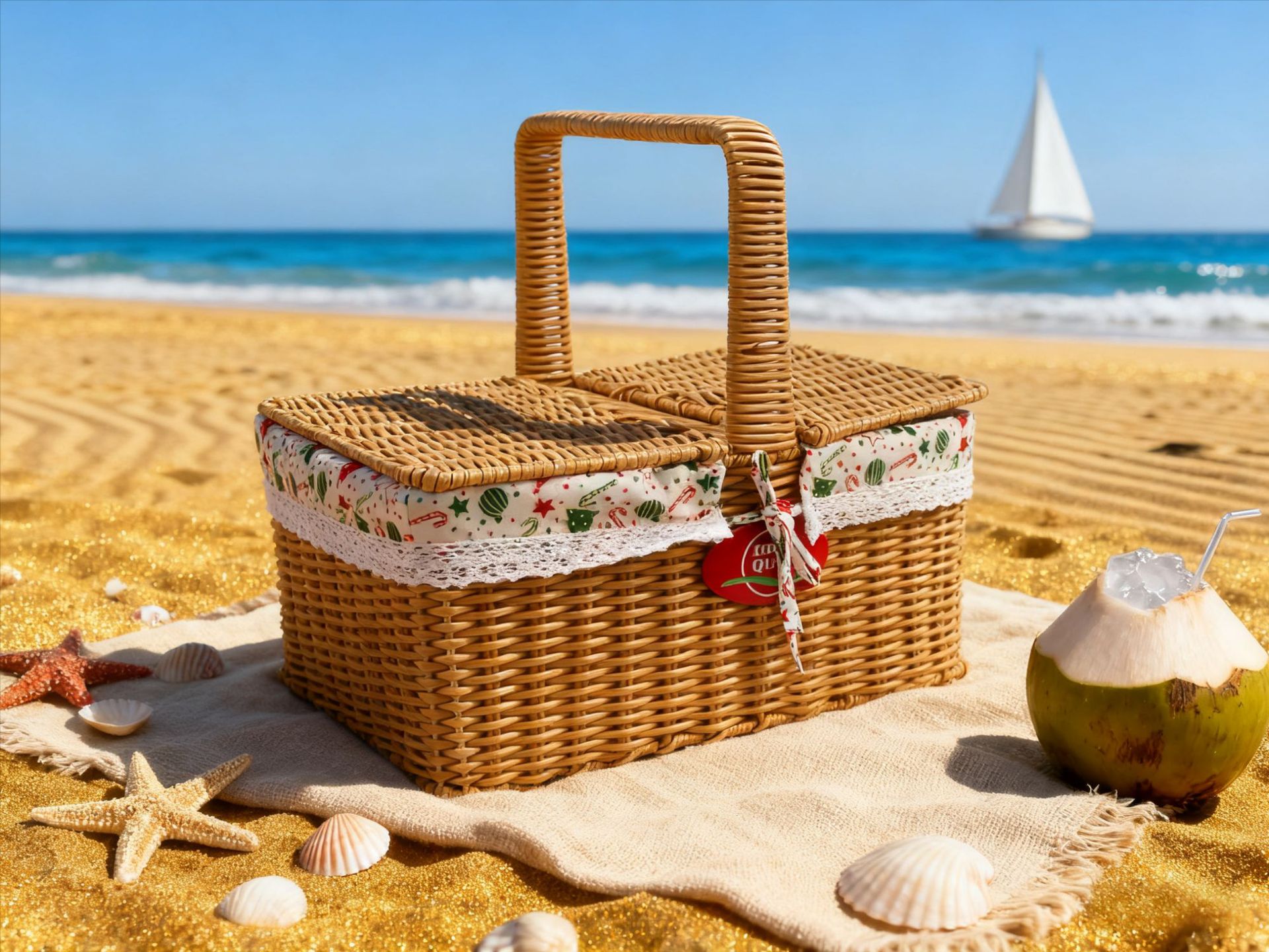 Cesta de picnic de plástico imitación de vinas cubierta