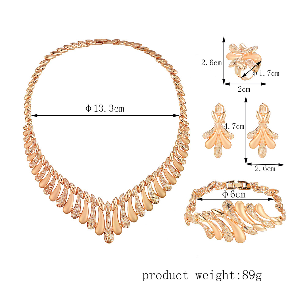 New Fashion Simple Alloy First Necklace And Earrings Four-piece Bridal Wedding Jewelry Set display picture 1