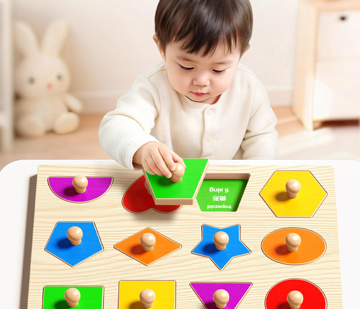 Çocuklar için el tutma bulmaca blokları, 1-3 yaş arası bebekler için eğitici şekil eşleştirme oyuncakları, büyük Montessori öğrenme araçları.