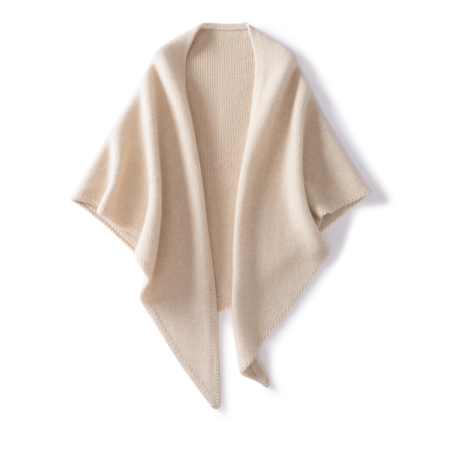 秋冬新品羊绒复古风粗棒针三角披肩八股线加厚款多用型女披肩斗篷