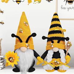 亞馬遜新品蜜蜂節無臉公仔娃娃可愛老人向日葵地精櫥窗裝飾擺件