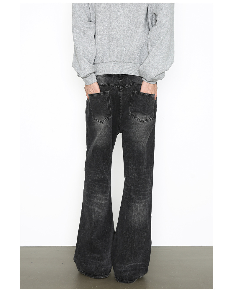 Men's Vintage-Inspired Distressed Jeans Cleanfit Straight Slight Flare Comfortable Cotton Blend Washed Black Light Blue S-XXL No Stretch_mkmklike.com
