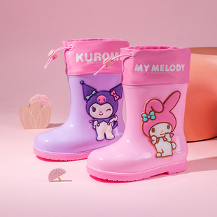 Sanrio mid-barrel rain boots children's cartoon kulomi summer non-slip wear-resistant soft bottom kindergarten children's rain boots women