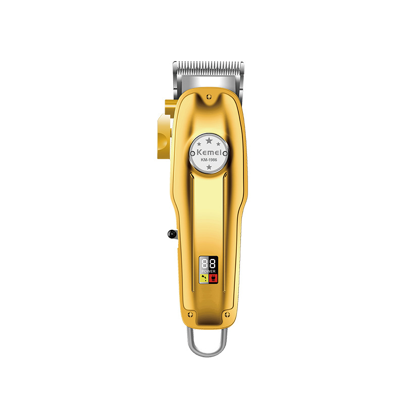 Kemei pelo clipper LED LCD digital display metal cuerpo aceite cabeza clipper KM-1986 + PG eléctrico clipper