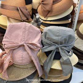 夏季粉色短檐前进帽子女显脸小蝴蝶结su干鸭舌帽防晒帽韩国韩版潮