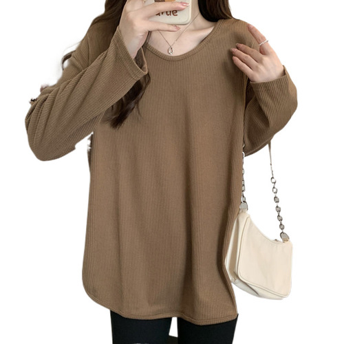 Women's Long-Sleeve T-Shirt Top for Spring and Autumn/Winter 2025, Loose and Slimming, Plus Size, Layering Shirt