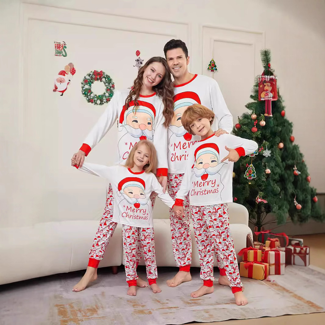 Christmas Santa letter Snowman Christmas family suit printed home clothes pajamas_voghion.com