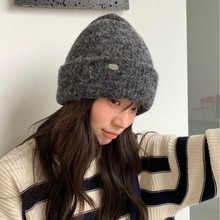 博主同款/韩系灰色保暖加厚柔软针织包头毛线帽护耳套头冷帽百搭