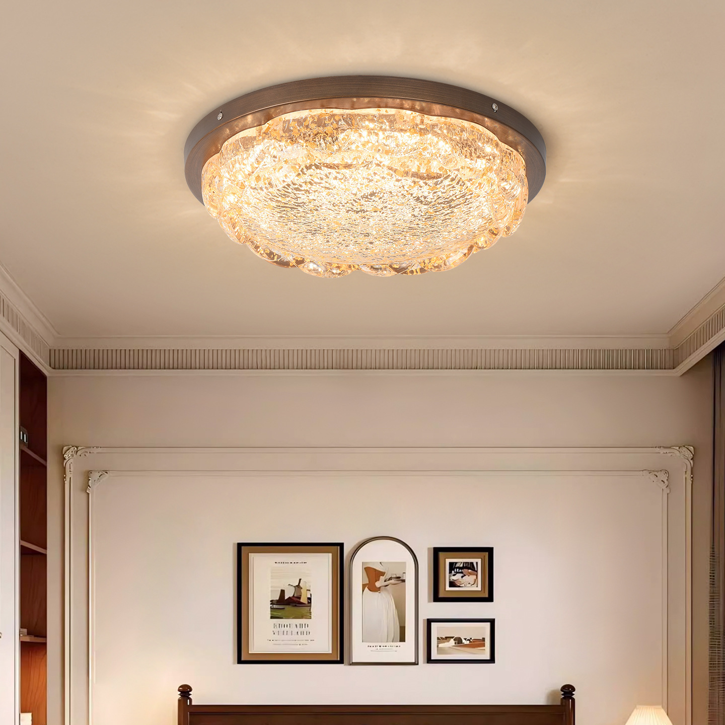 Luz de techo de dormitorio de lujo italiano 2026 nuevo diseño de resina de alto nivel de arte flor lámpara de dormitorio principal 413L