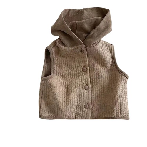 Korean children's clothing  spring set children's vest spring outerwear Korean style baby infant baby hooded vest jacket
