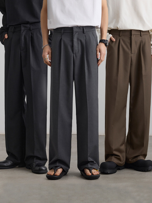 LKTM Men's Korean Fashionable Pleated A- line Suit Pants Men's and Women's High-end All-match Loose Drape Casual Long Pants LKTM Men's Korean Fashionable Pleated A- line Suit Pants Men's and Women's High-end All-match Loose Drape Casual Long Pants
