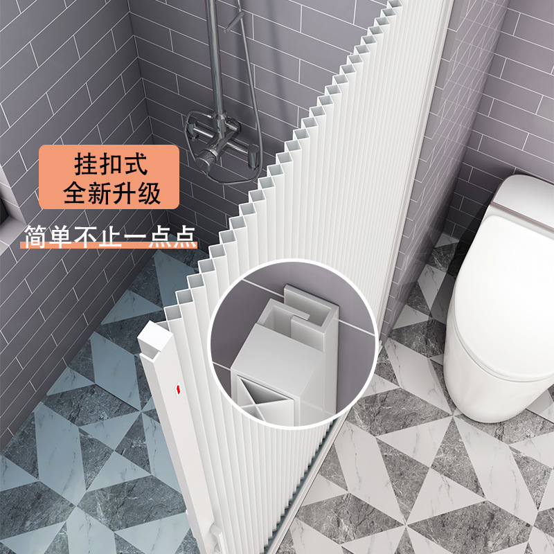Shower curtain waterproof cloth mildew-proof bathroom invisible door curtain suit folding thickened punch-free bathroom Internet celebrity partition curtain