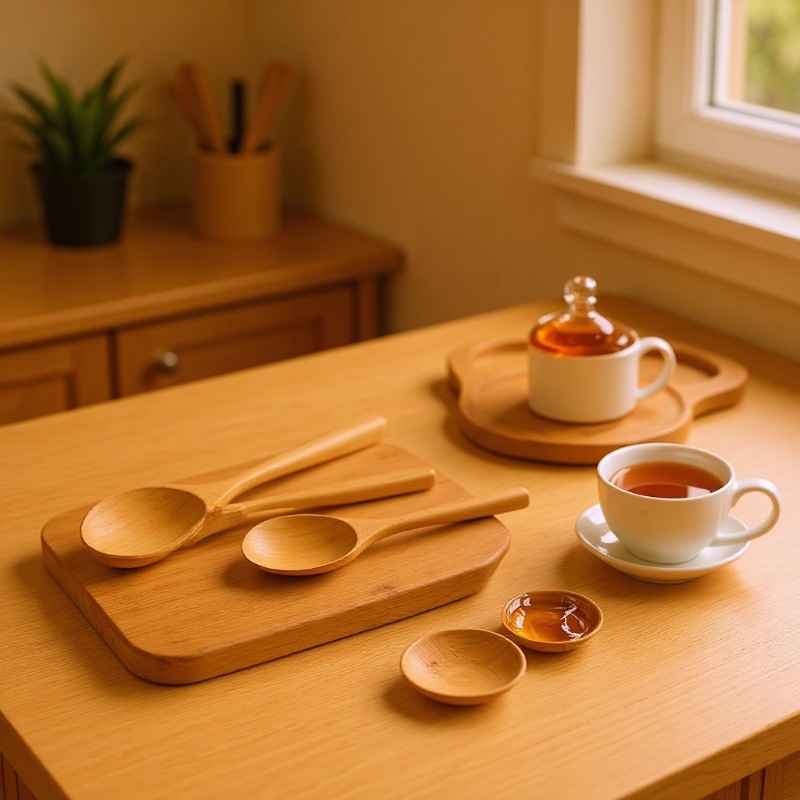 Premium Selection Creative Wooden Tableware Dessert Thickened Long Handle Stirring Household Coffee Spoon_voghion.com