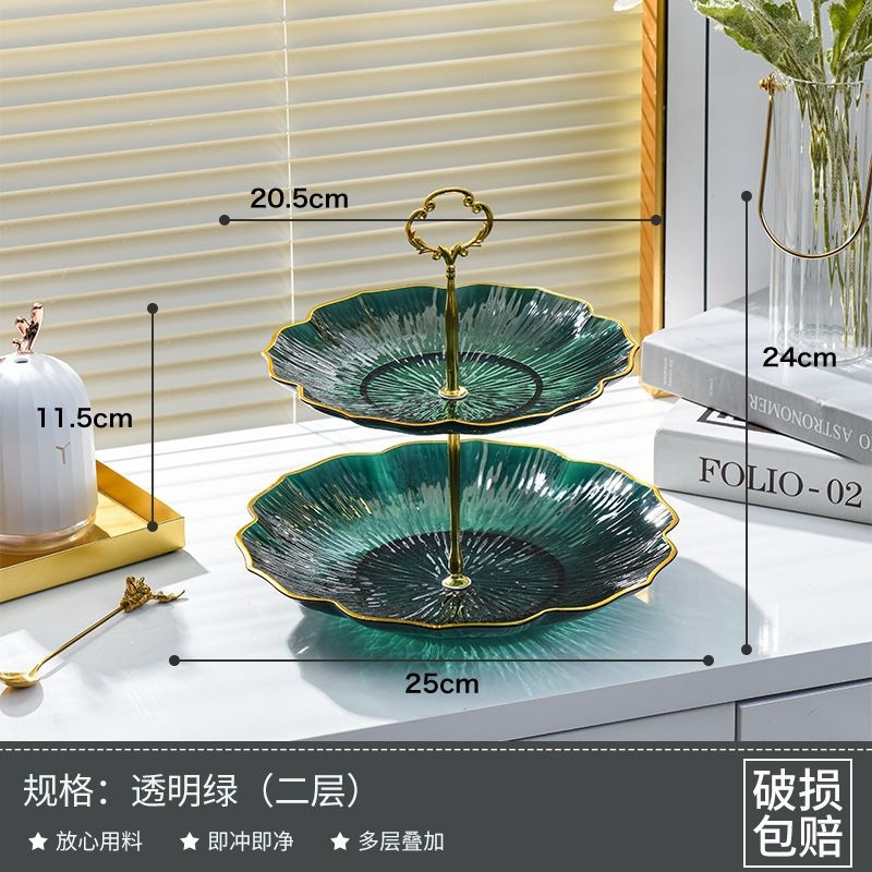 Mesa de té de sala de estar multi-capa de platos de frutas con dulces en la recepción de platos de bocadillos salón de belleza refrigerios de frutas decoración image 13