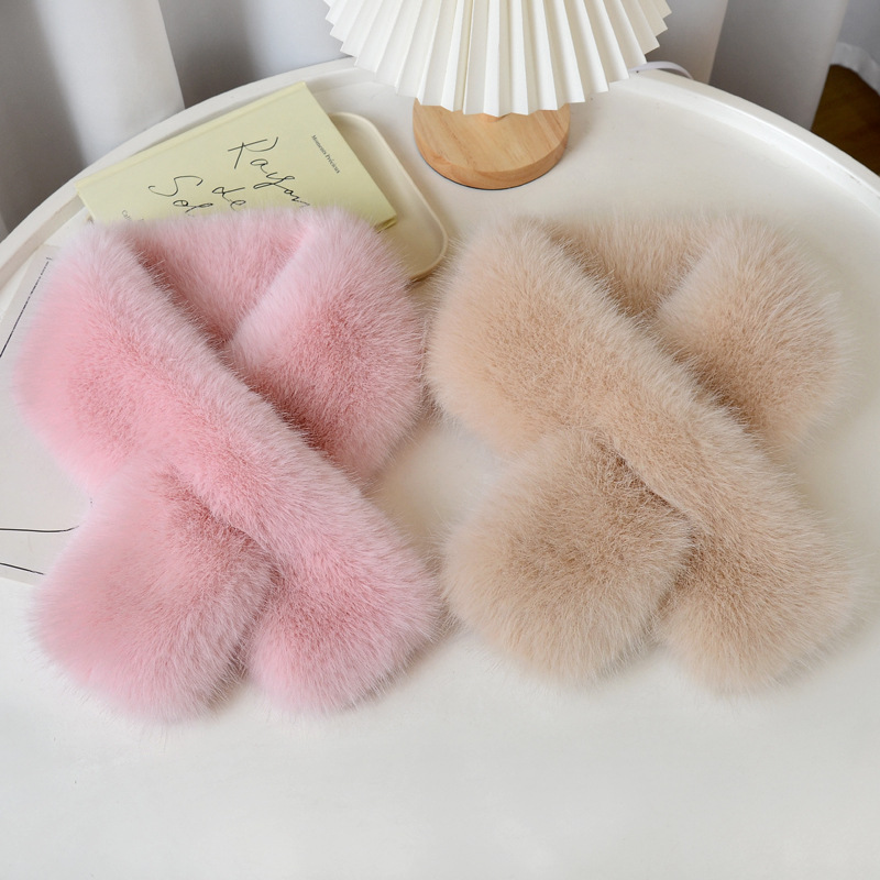New Autumn and Winter Double-Sided Velvet Thickeneded Scarf for Women, Imitation Fox Fur Neck Scarf, Fashionable, Warm and Versatile, Simple Straight Scarf