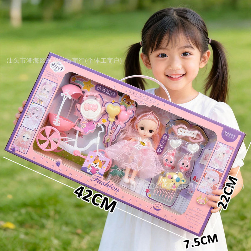 Girls' toy car, Barbie doll, dressing table, rabbit accessories, children's princess dress, dress-up, kindergarten institution gift box
