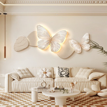 新潮新潮法式蝴蝶客厅装饰画奶油风现代沙发背景墙壁灯画卧室床头