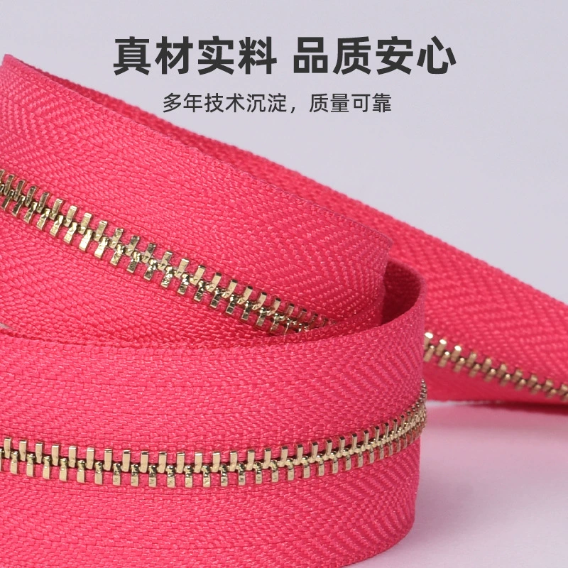 Оптовая №3 светлое золото зубчатая металлическая молния к leather bag кожаная сумка с двухсторонней молнией Z-зубчатый узор прочная и гладкая