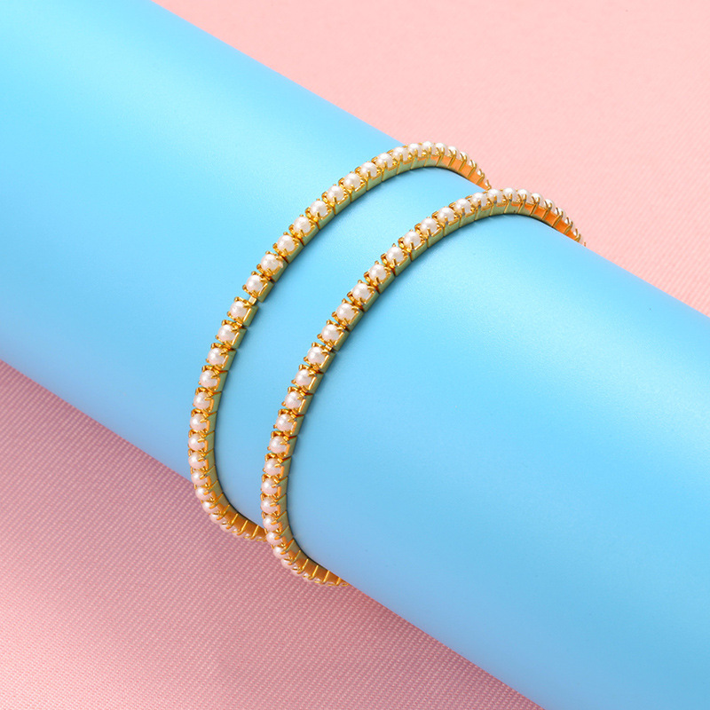 Chain bracelet thin chain elastic rope with pearl color retention plating cross-border DIY jewelry accessories VL111