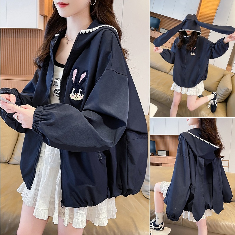 2026 Autumn New Style Rabbit Ear Hooded Short Jacket, Autumn Outdoor Bud-Shaped Casual Top
