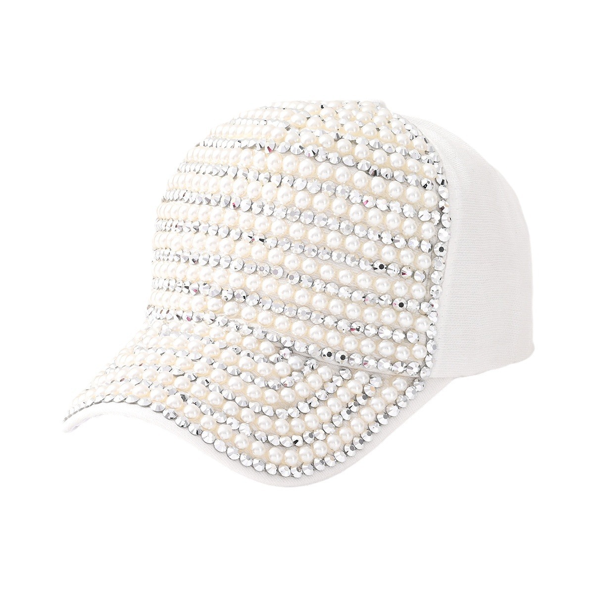 Explosiones transfronterizas de moda de género neutro para mujeres gorras de béisbol redondas de perlas incrustadas de diamante gorras de boca de pato campamento hoguera