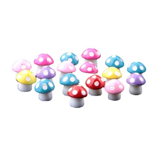 Mini colorful resin six-point mushroom moss succulent micro-landscape ecological bottle DIY accessories landscaping ornaments doll