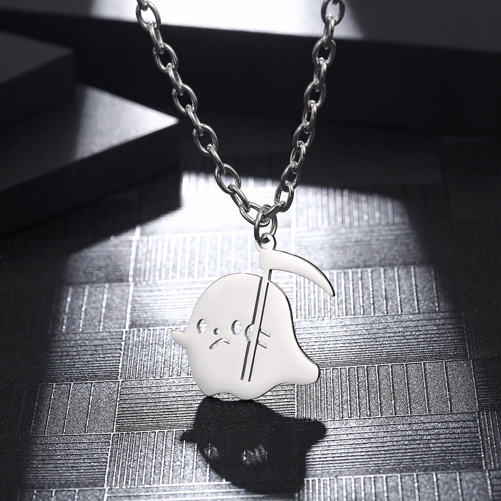 Cartoon Style Funny Ghost 304 Stainless Steel Polishing Hollow Out 18K Gold Plated Unisex Pendant Necklace display picture 1