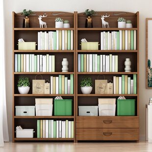 Modern Bamboo Family Bookshelf Bookcase Storage Drawer Cabinet Floor-Standing Storage Cabinet Storage Rack Multi-Layer Display Cabinet