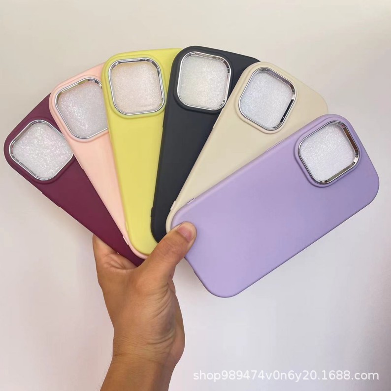 Gordas de silicio galvanizado marco de material esmerilado caso para Apple 16PROMAX agujeros grandes todo incluido elíptico TPU caso de teléfono móvil