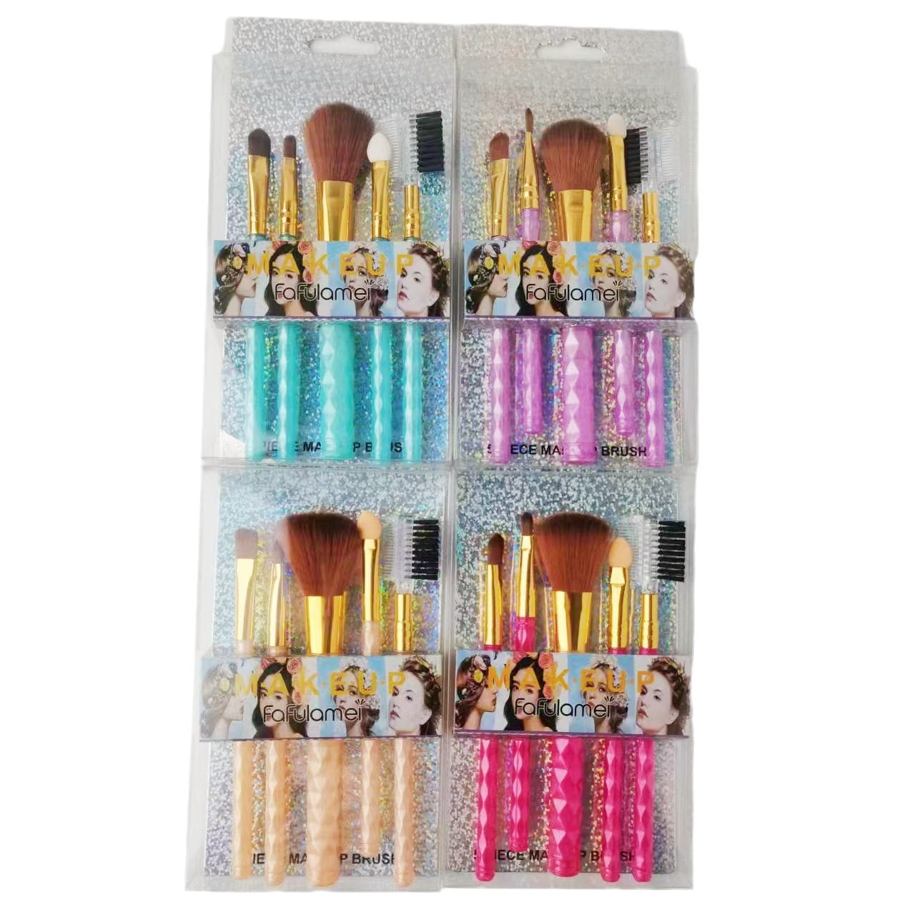 Comercio exterior 5 cepillo de maquillaje conjunto de cepillo de diamantes cepillo de blush cepillo de cejas cepillo de pestañas herramientas de maquillaje buenas cosas