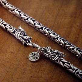 复古做旧龙头镀银项链男仿泰银龙骨链百搭嘻哈潮男霸气个性酷批发