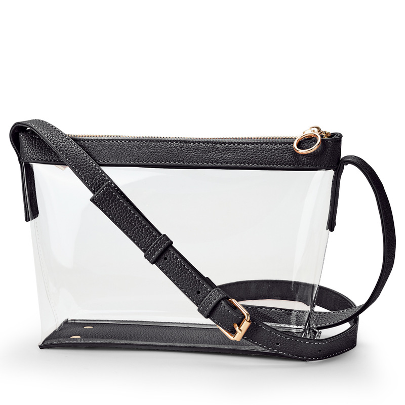 In-Stock 50 Silk European Standard Eco-Friendly Transparent Pvc Women's Shoulder Crossbody Bag with Leather Trim, Simple and Trendy Zipper Bag In-Stock 50 Silk European Standard Eco-Friendly Transparent Pvc Women's Shoulder Crossbody Bag with Leather Trim, Simple and Trendy Zipper Bag
