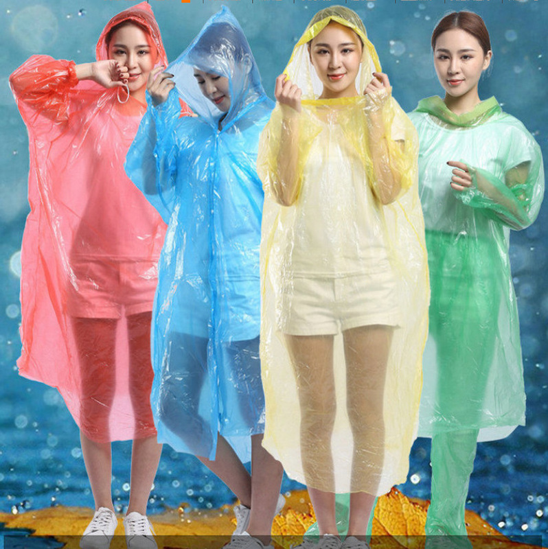 Hot sale pe disposable adult raincoat thickened new material conjoined raincoat pullover hat rope poncho