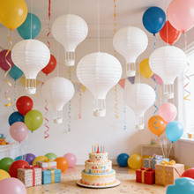 白色热气球儿童DIY纸灯笼幼儿园学校手工绘画涂鸦亲子活动用品