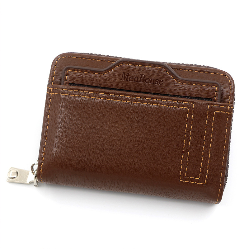Bolso de la identificación del dibujo de la tarjeta del titular de la tarjeta del órgano corto de los hombres del estilo coreano bolso de la cremallera del monedero del titular de la tarjeta multi-Tarjeta del color sólido horizontal