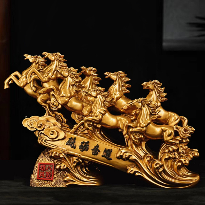 树脂工艺品中式马摆件新款马到成功家居装饰办公商务送礼厂家批发