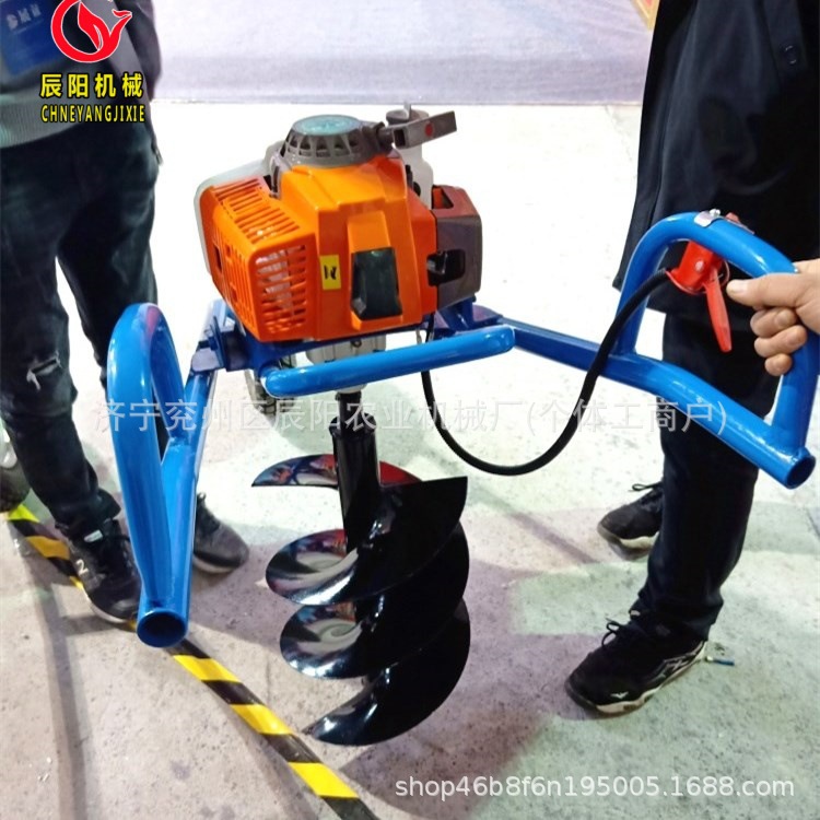 昆明热销单人手推式挖坑机农用果园开沟机大马力汽油机打桩钻眼机
