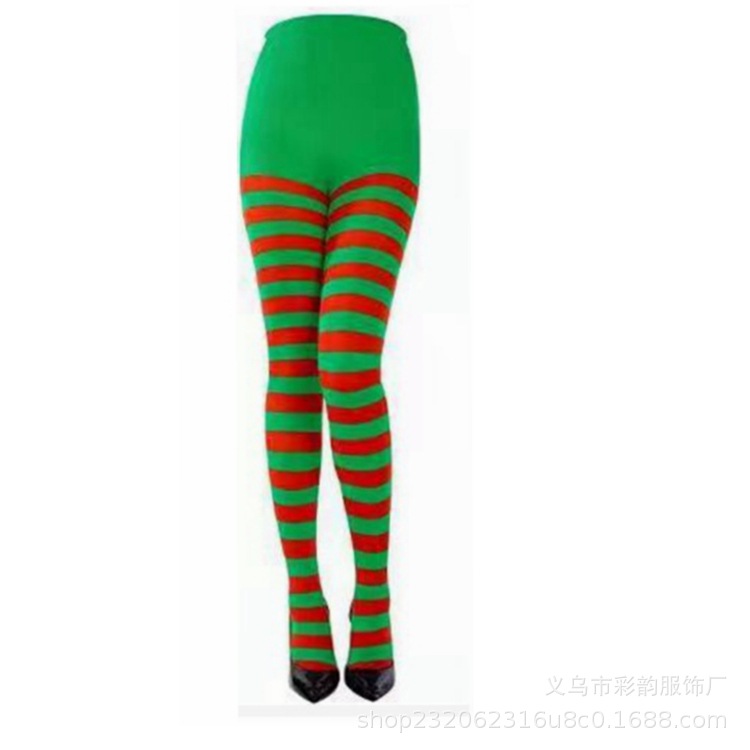 Fabricante suministro de stock de medias de rayas de Navidad medias de rayas rojas y verdes medias de Navidad rayas