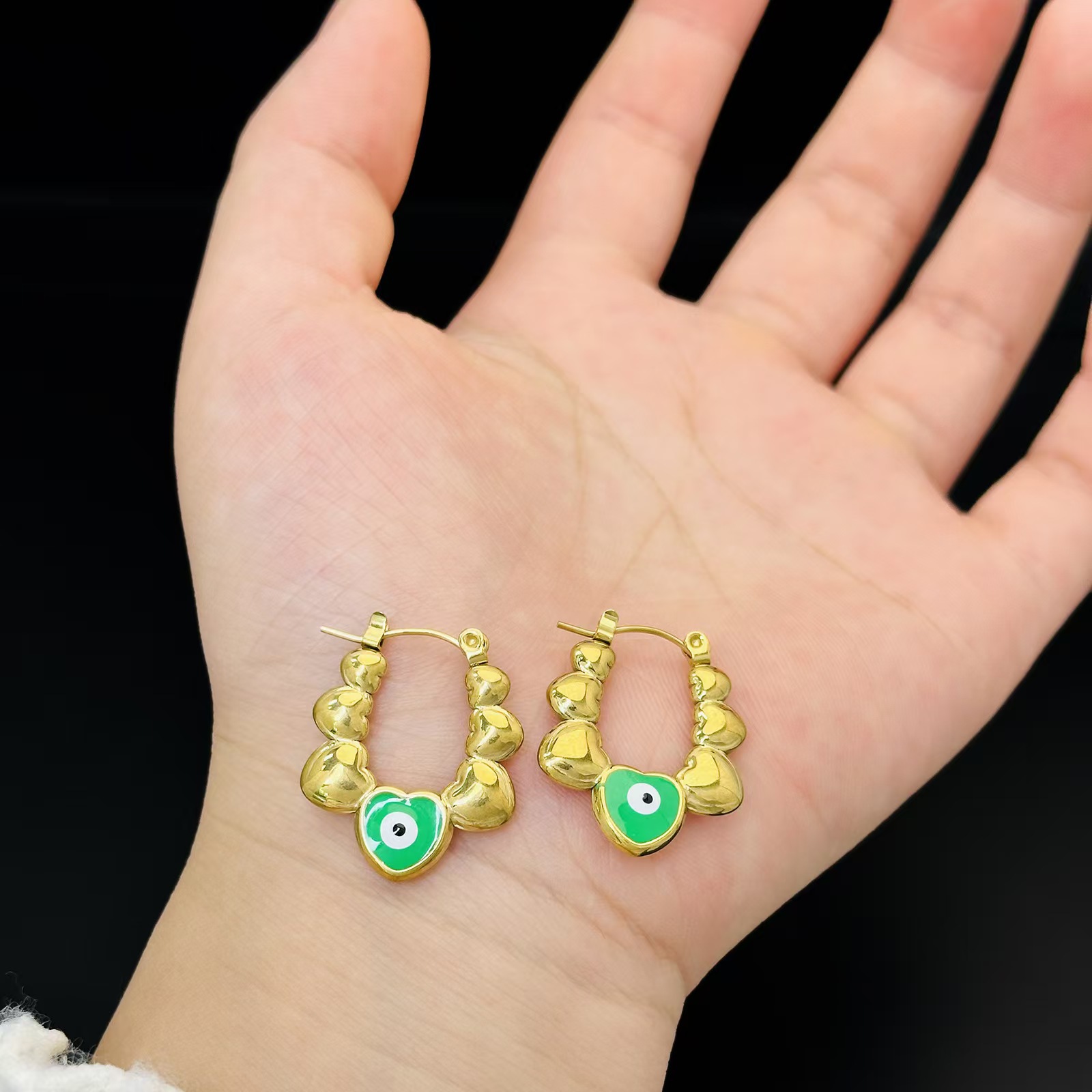 Retro design golden elegant earrings stainless steel