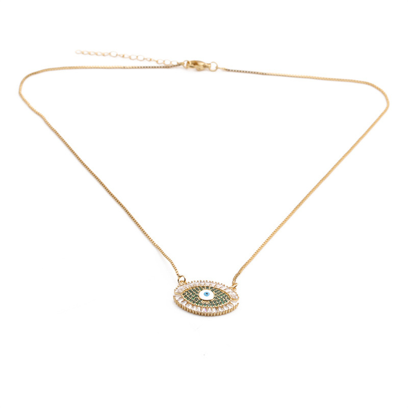 Copper Zircon Demon Eye Fashion Necklace Wholesale Jewelry Nihaojewelry display picture 4