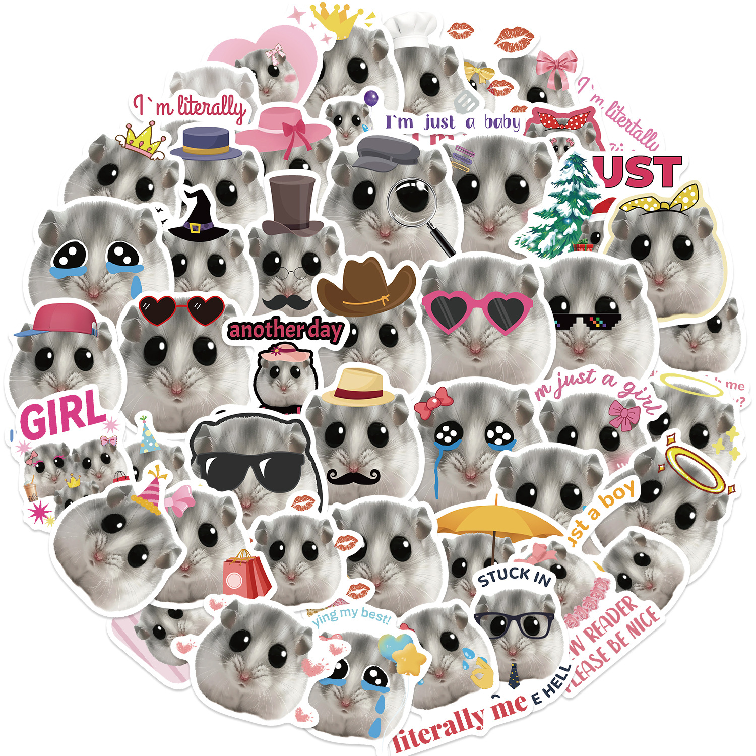 22g Weight Stickers Stationery Type 1 Set Quantity Learning Occasion PVC self-adhesive Material Hamster Pattern Cute Style 1 Set Hamster Learning PVC Self-adhesive Cute Stickers 8