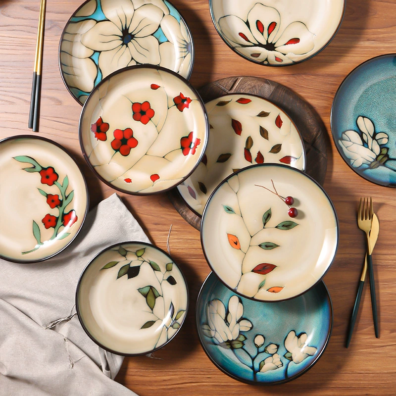 European -style ceramic dishes underglaze color hand -painted plate house dish dish dish salad plate creative fruit plate cattle steak flat plate