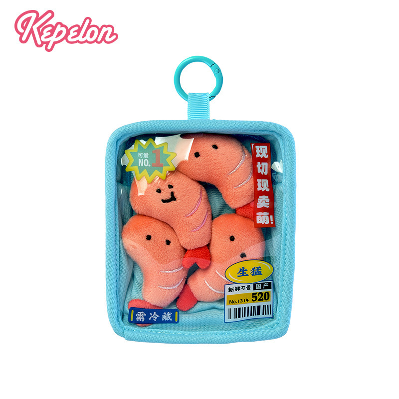 Kaipelon シーフード マーケット かわいいフレッシュカットトレイ 北極貝 サバ サーモンフィレ エビ肉 ぬいぐるみペンダント|undefined