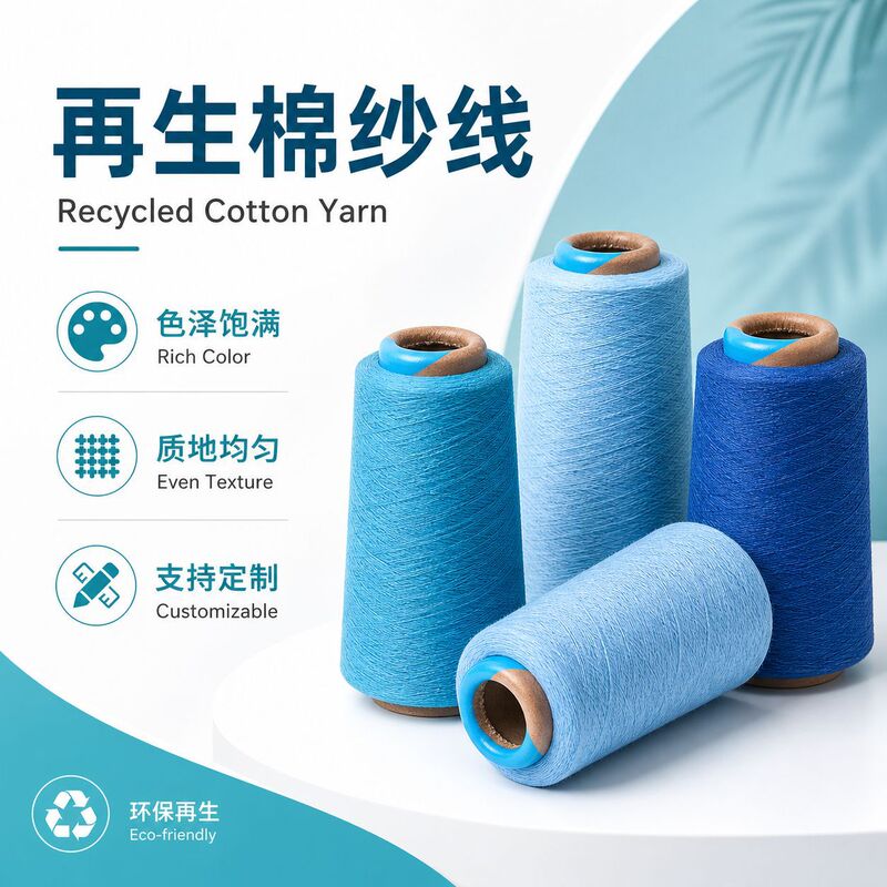 Manufacturer Supplies 8-28 Count Recycled Yarn, Cotton Yarn, Polyester-Cotton Yarn, Blue Woven Airflow Spun Polyester Recycled Cotton Yarn Wholesale