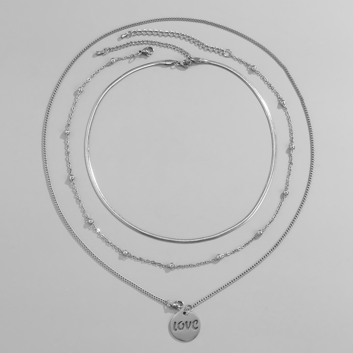 Personality Hip-hop Multi-layered Love Letter Necklace Niche Titanium Steel Clavicle Chain Accessories display picture 2