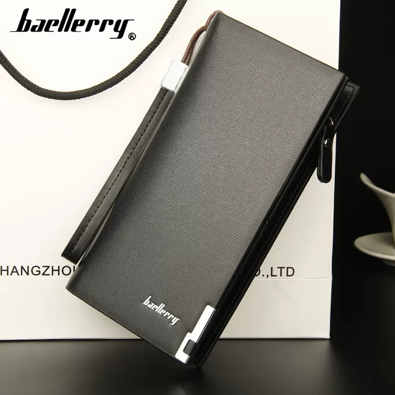 新款大容量商务男士钱包拉链多功能手拿包长款皮夹卡包批发wallet