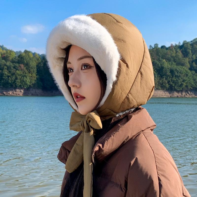 新款一帽两用可当包包保暖护耳帽子女冬季韩版加绒加厚滑雪棉帽子|undefined
