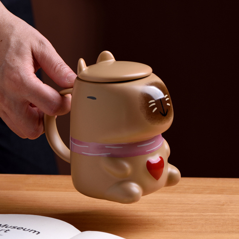 Taza de agua Capibara creativa de dibujos animados delfín de agua taza de cerámica taza de café de oficina taza de leche lindo lindo