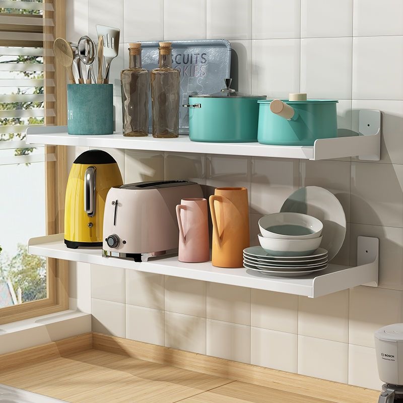 Estante de cocina sin perforación tipo pared separador blanco condimentar pared horno de microondas almacenamiento multifuncional image 3